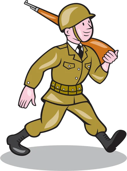 World War Two Soldier American Cartoon Isolated — Stock Vector