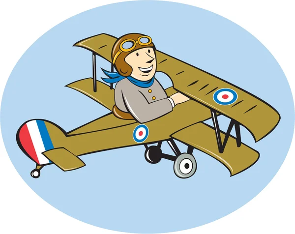 Sopwith Camel Scout vliegtuig Cartoon — Stockvector