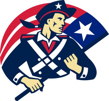 Amerikalı Vatansever Minuteman Flag Retro