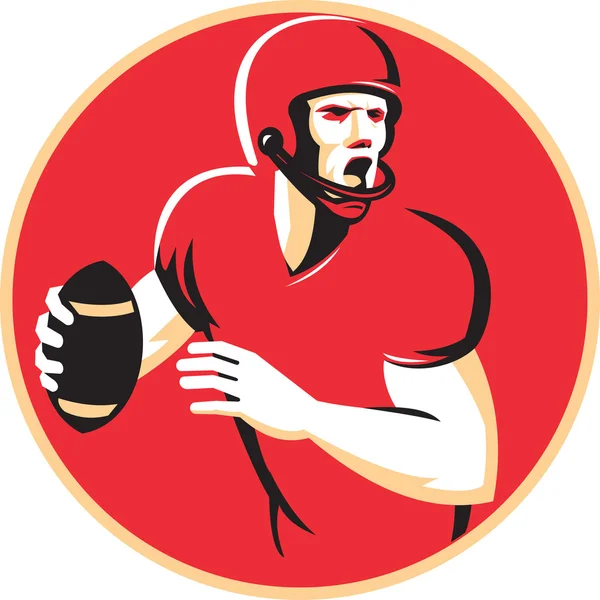 Jogador de futebol americano quarterback passagem escudo — Vetor de Stock