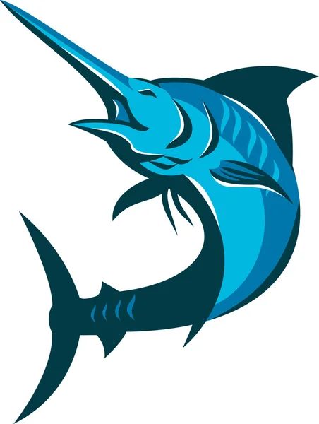 Blå marlin fisk hoppning retro — Stock vektor