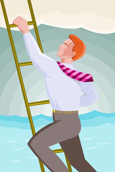 Businessman Officer Worker Climbing Ladder — Stock Vector