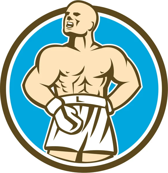 Boxer šampion křik kruh Retro — Stockový vektor