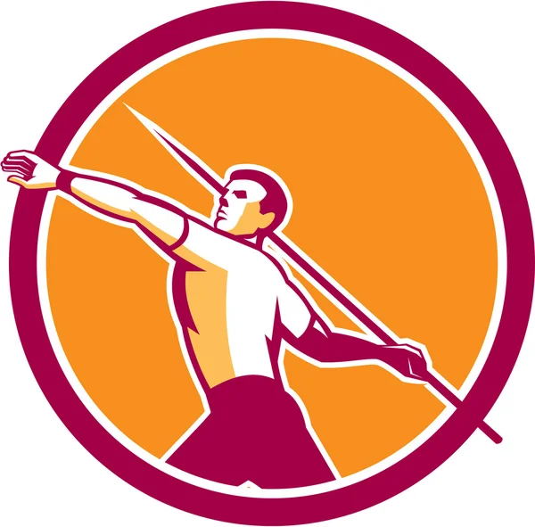 Javelin lancer Athlète Circle d'athlétisme — Image vectorielle