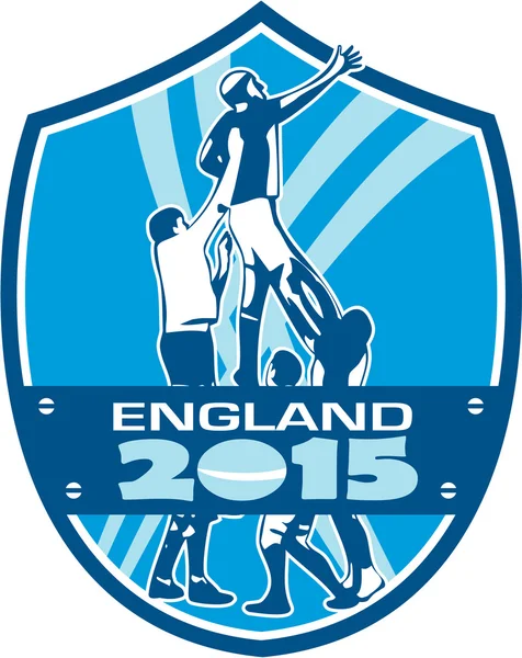 Rugby Lineout Inglaterra 2015 Escudo — Vetor de Stock