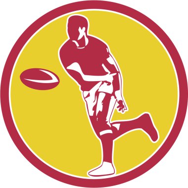 Top daire retro geçen rugby oyuncusu