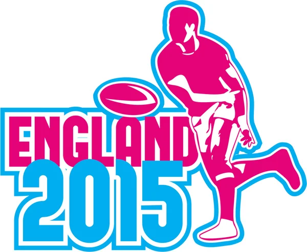 Rugby Player Passing Ball England 2015 Retro — Stock Vector