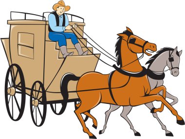 Stagecoach Driver Horse Cartoon clipart