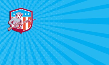 Kartvizit Dünya Savaşı'ndan bir asker Amerikan Retro kalkan