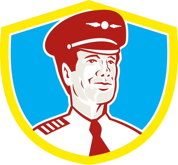 Aviador piloto Escudo Aviador Retro — Vector de stock