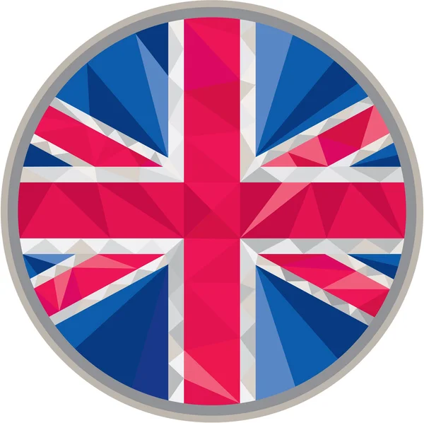 Union Jack UK GB Flag Circle Low Polygon — Stock Vector