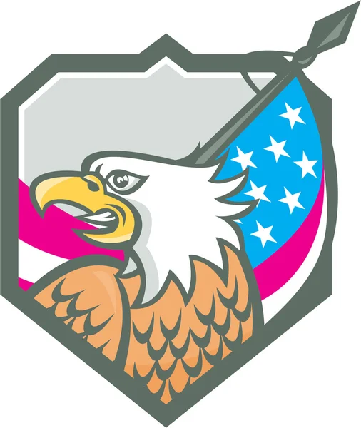 American Bald Eagle flagga spjut Retro — Stock vektor