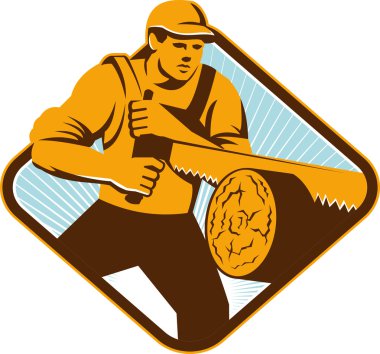 Oduncu logger crosscut gördüm