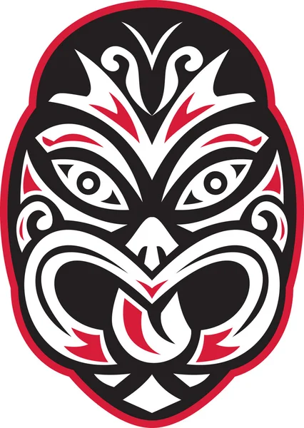 Máscara de tatuaje Maori tiki moko — Vector de stock