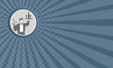 Şarap şişesi hizmet garson