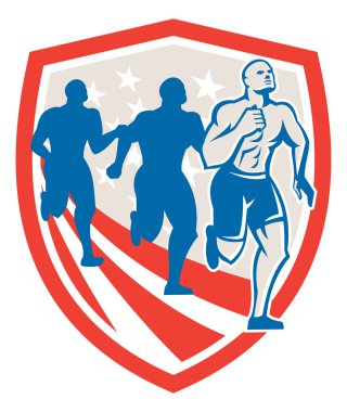 Amerikan Crossfit koşucular ABD bayrağı
