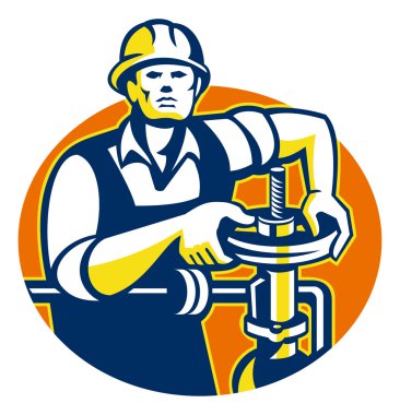 Pipefitter petrol işçisi sıkın