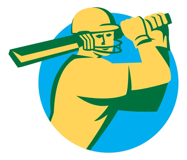 Cricket speler batsman batting — Stockvector