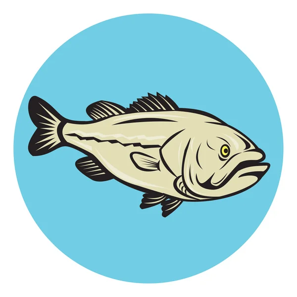 Dibujos animados de peces perca americana — Vector de stock