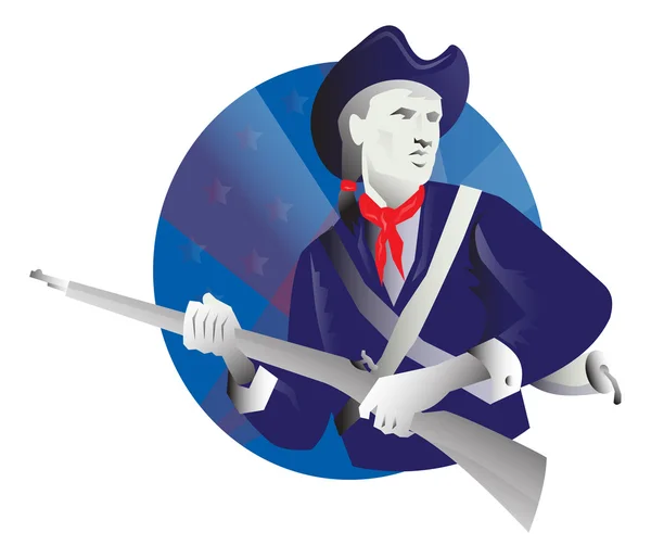 Soldat révolutionnaire minuteman américain — Image vectorielle