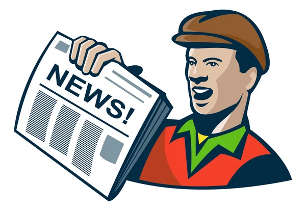 Newsboy Rétro livraison de journaux — Image vectorielle