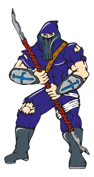 Ninja maskeret kriger spyd – Stock-vektor