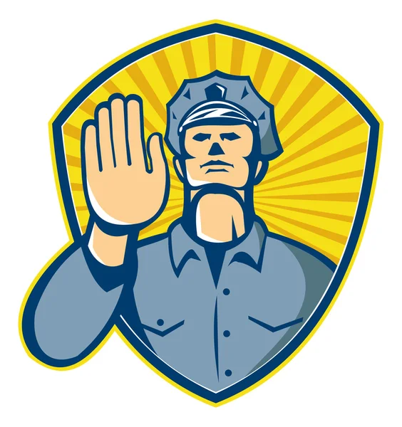 Policeman Officer with Hand Stop — Stock Vector