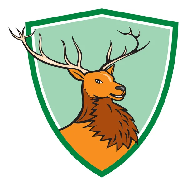 Red Stag Deer Head Shield — Stock Vector