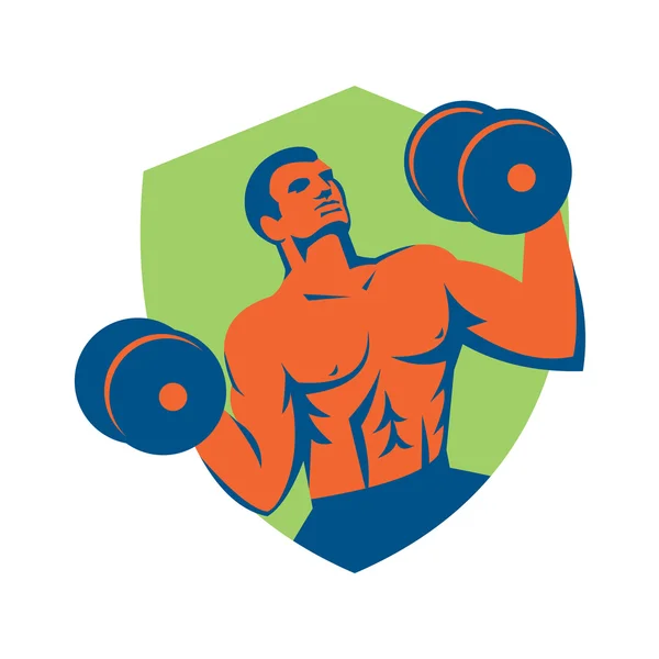 Strongman Crossfit levantamiento de pesas escudo retro — Vector de stock