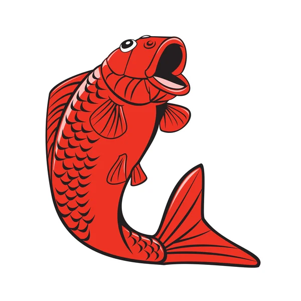 Koi Nishikigoi Carp Fish Jumping Cartoon — Stock Vector