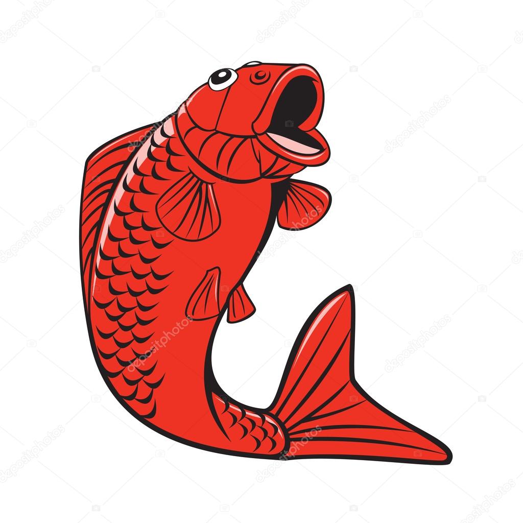 Koi Nishikigoi Carp Fish Jumping Cartoon
