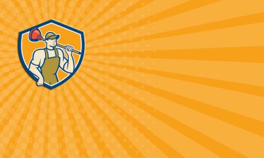 Kartvizit tesisatçı tutan dalgıç çizgi film