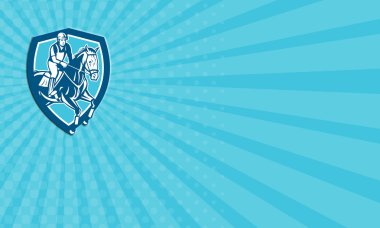 Kartvizit binicilik atlama kalkan Retro