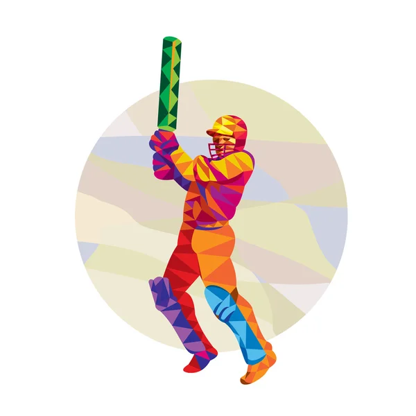 Low polygon cricket player — Stock Vector