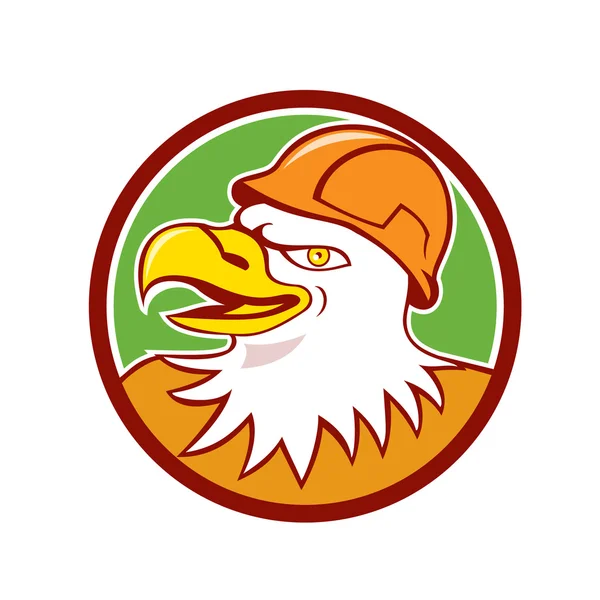 Águila en casco de construcción — Vector de stock