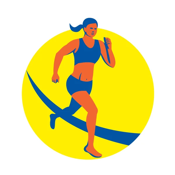 Corredor de maratón femenino — Vector de stock