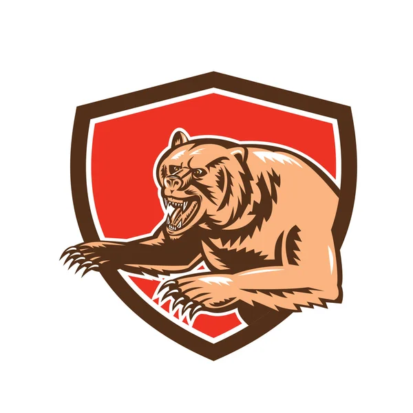 Grizzly oso gruñendo — Vector de stock