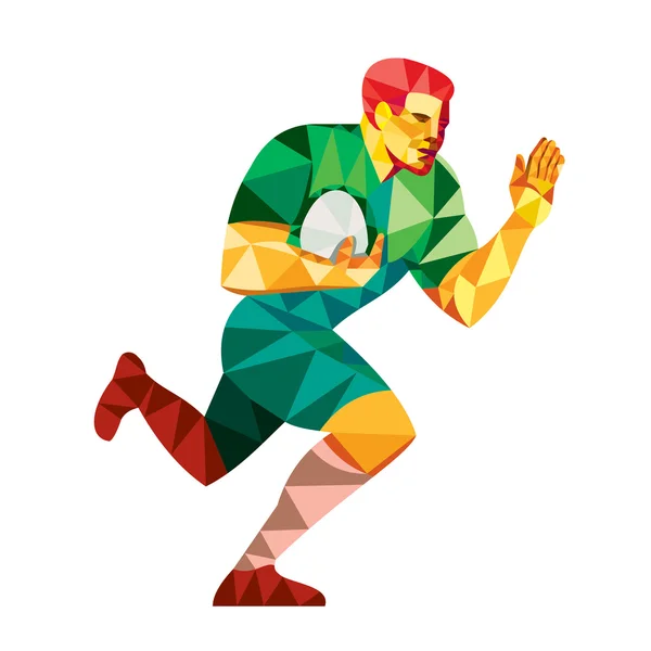 Jugador de rugby con balón — Vector de stock