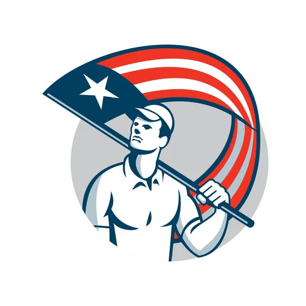 Patriota con bandera de EE.UU. — Archivo Imágenes Vectoriales