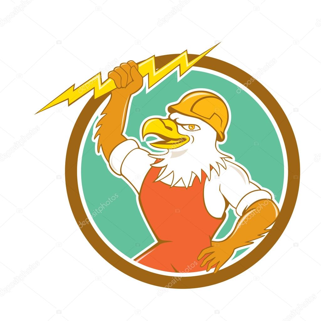 Eagle holding lightning bolt Eagle electrician holding lightning bolt