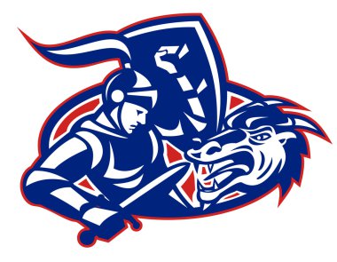 Adam ejderha ile mücadele ediyor