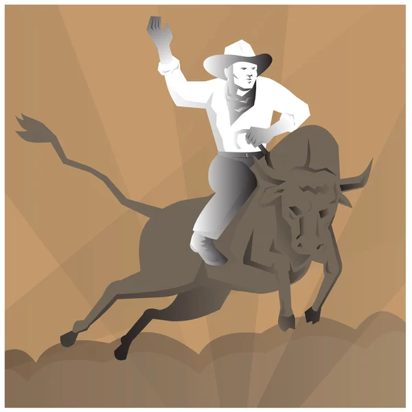Rodeo cowboy bull riding — Stock Vector