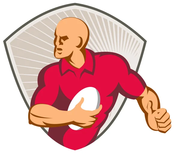 Jugador de rugby corriendo hacia — Vector de stock