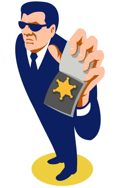 Agente secreto mostrando placa de identificación — Vector de stock