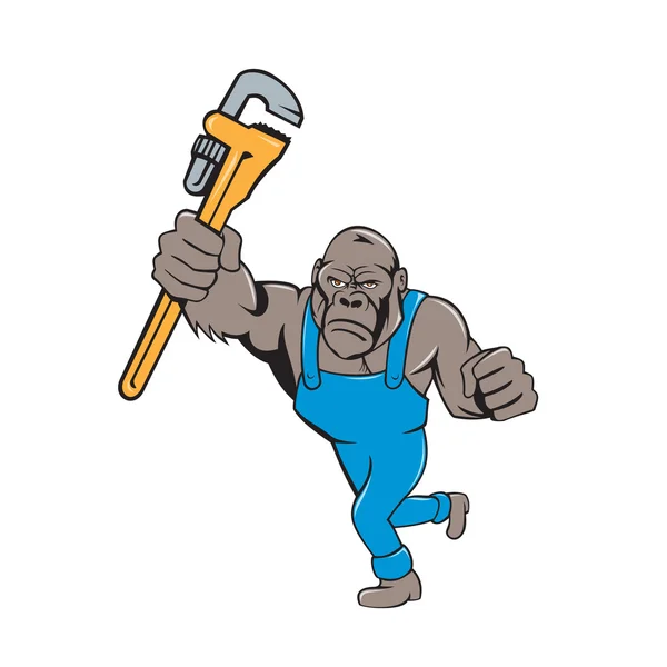 Gorille en colère avec clé — Image vectorielle