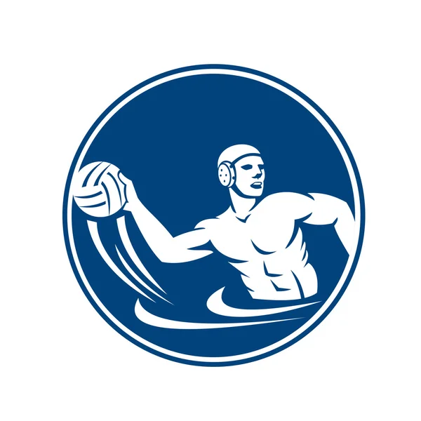 Jugador de waterpolo lanzando pelota — Vector de stock