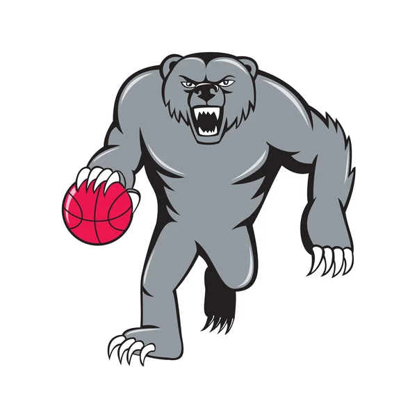 Grizzly bear Basketball player — Stock Vector