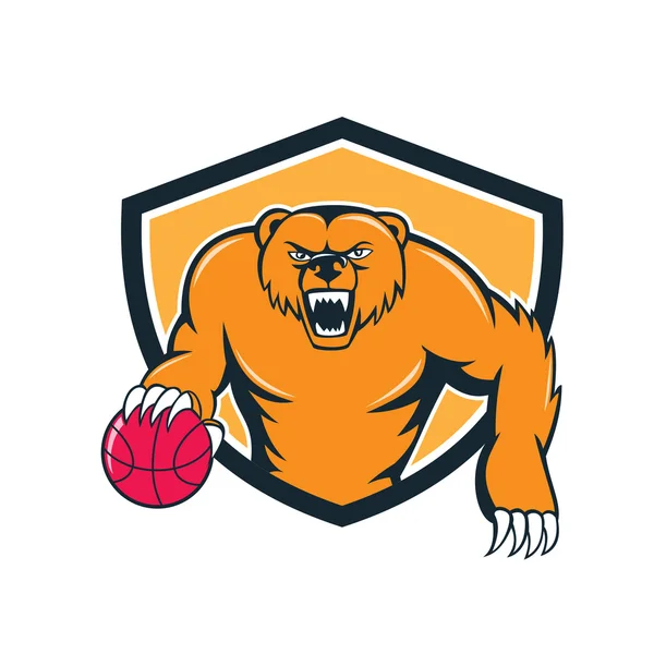 Grizzly orso giocatore di basket — Vettoriale Stock