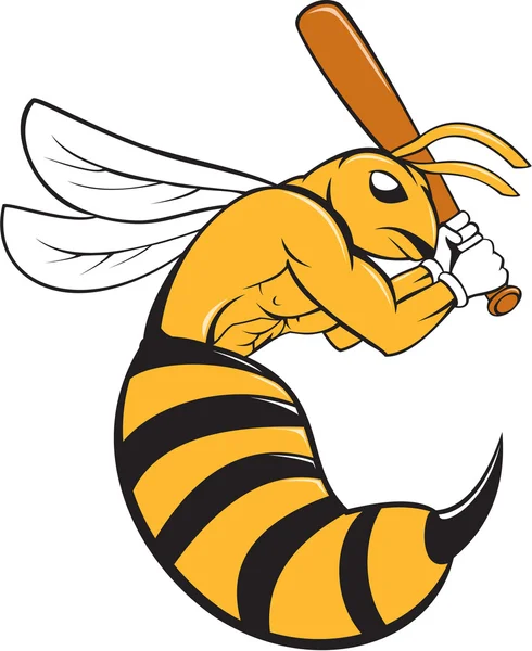 Killer Bee baseballový hráč Bat kreslený — Stockový vektor