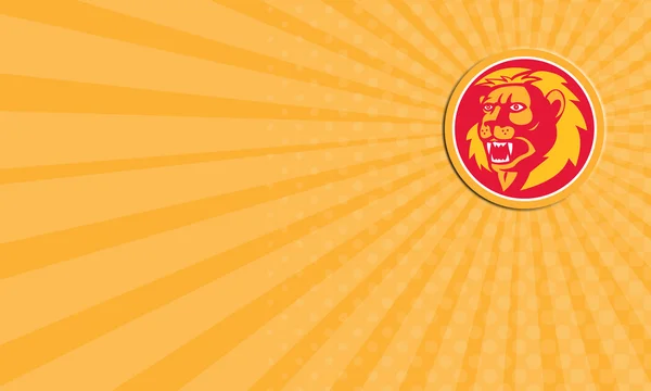 Cartão de visita Angry Lion Head Roar Circle Retro — Fotografia de Stock